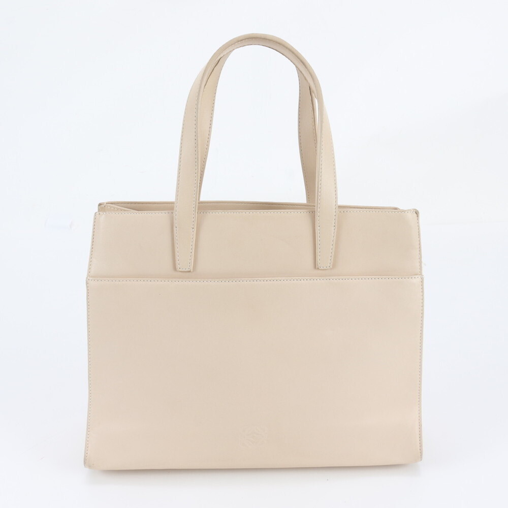 Loewe Anagram Leather Handbag Tote Bag Beige Women's